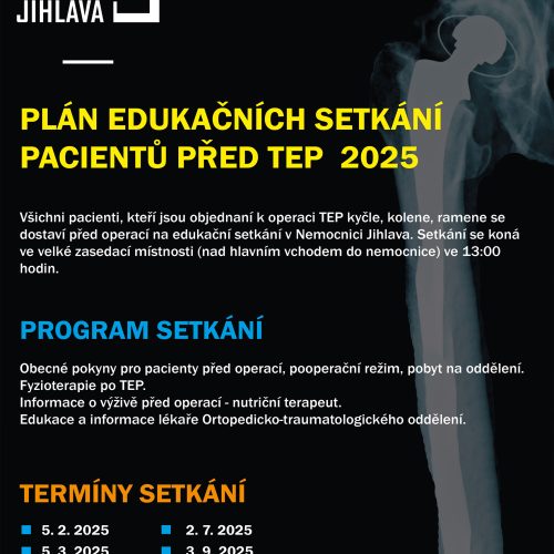 Plán edukačních setkání pacientů před TEP pro rok 2025