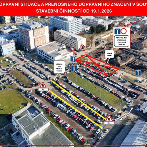 Upozornění na omezení parkování a dopravy v areálu Nemocnice