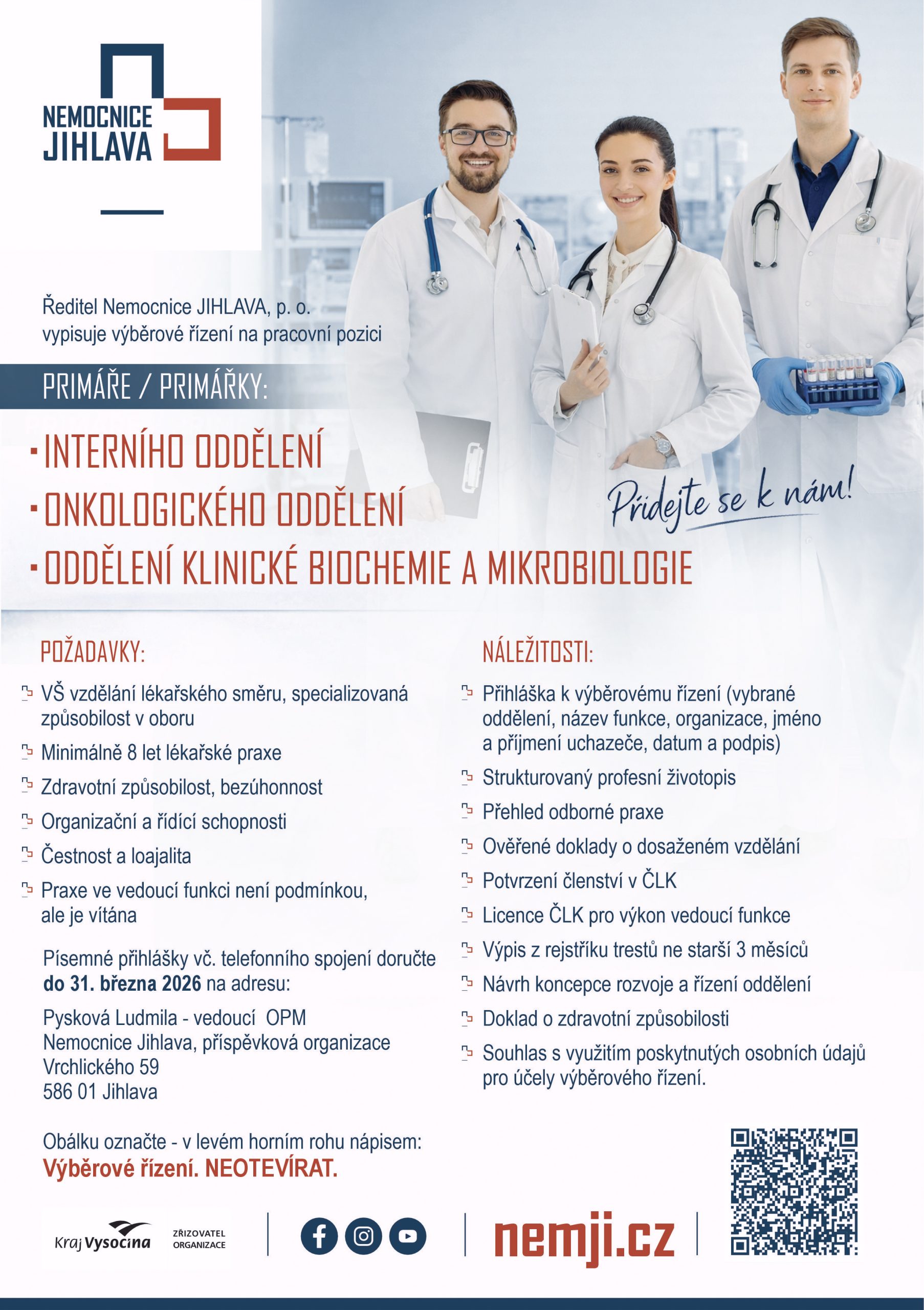 výběrové řízení na primáře/primářku